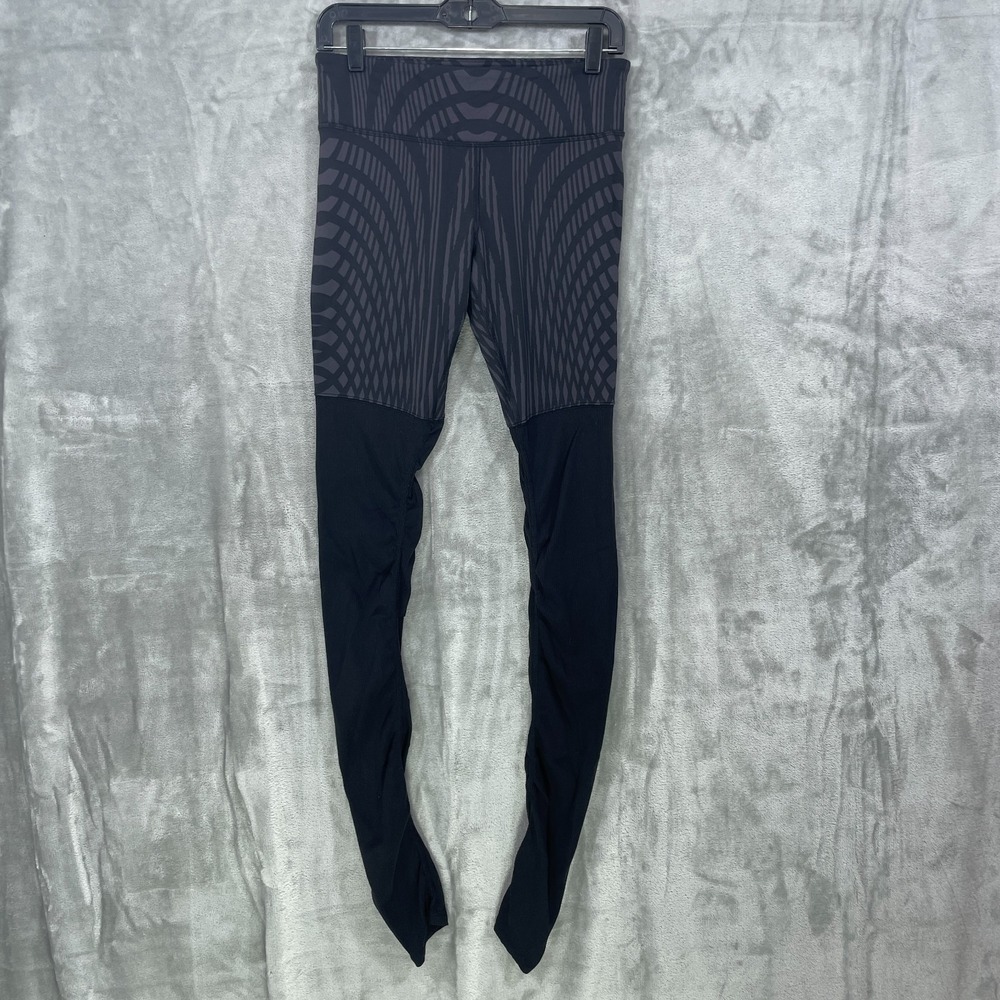 ALO Yoga  Women's Size M Gray/Black Goddess Ribbed Leggings Ruched Hi-Rise